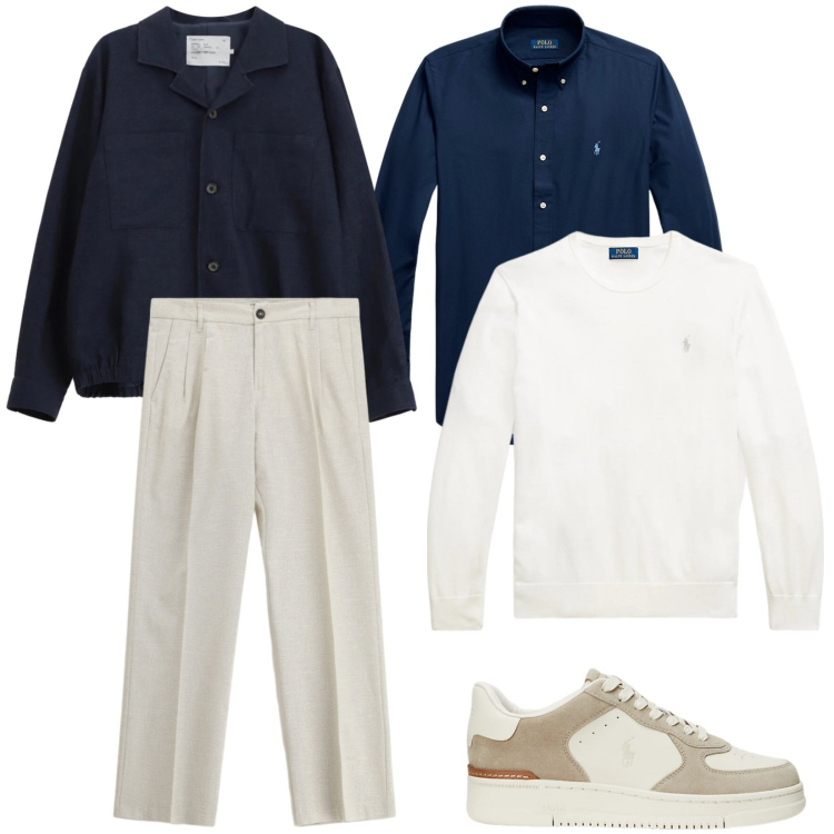 Outfit uomo - Un casual in tendenza. Stile Casual per Tutti i giorni. Abbinamento con pantaloni, cappotti, camicie, sneakers, maglieria.