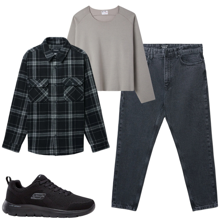 Outfit uomo - Total look #2342632. Stile Casual per Tutti i giorni. Abbinamento con sneakers, jeans strappati, cappotti, felpe.