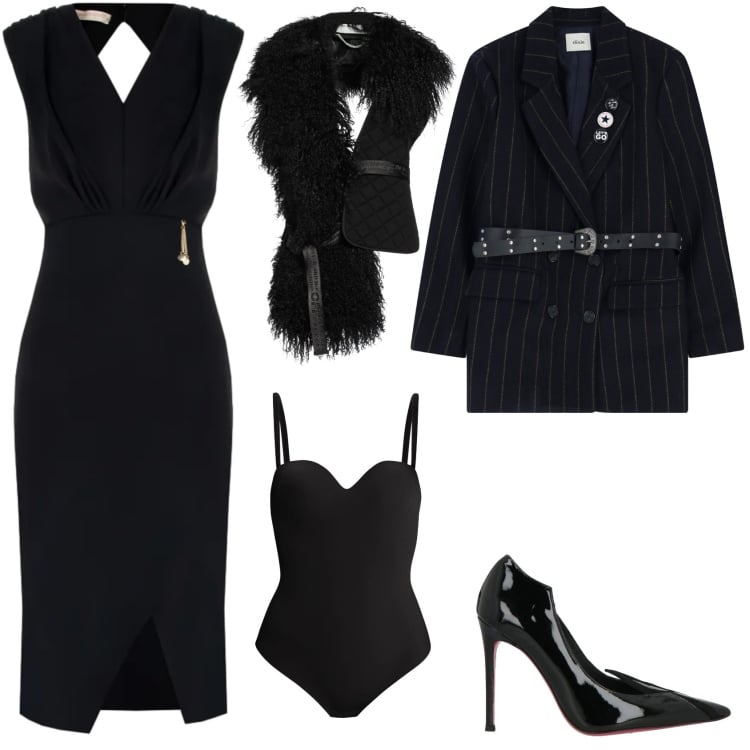 Outfit donna - Cut Out .. Stile Sexy per Serata fuori. look ideale per Petite. Abbinamento con cinture, décolleté, blazer, vestiti asimmetrici, body.