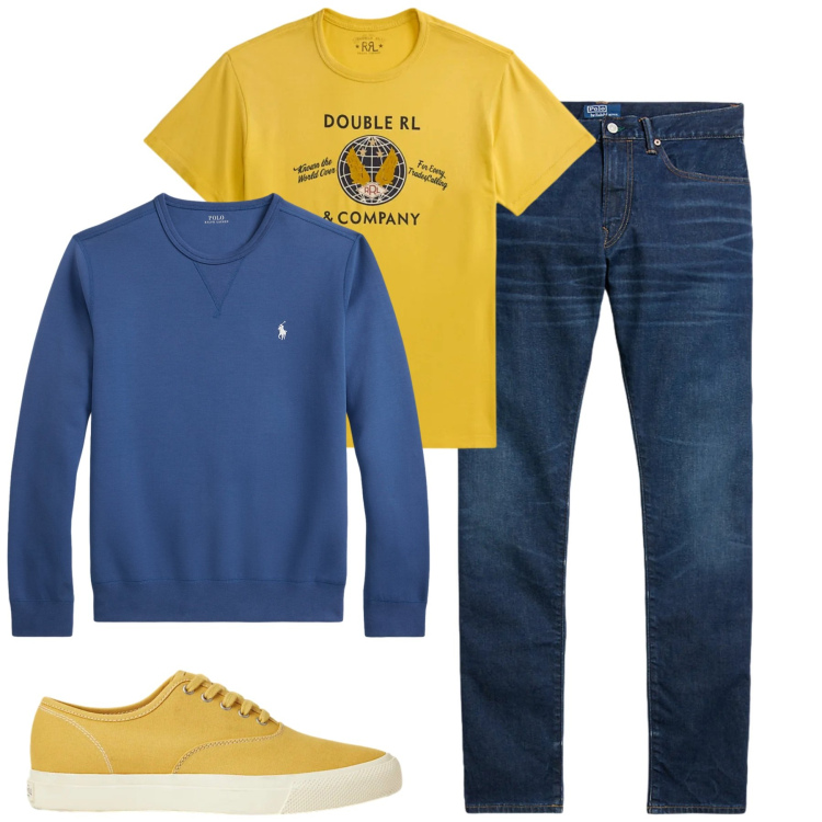 Outfit uomo - Spring. Stile Casual per Tutti i giorni. Abbinamento con jeans, sneakers, felpe, t-shirt.