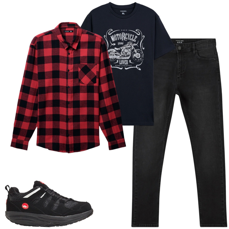 Outfit uomo - Febbraio. Stile Casual per Tutti i giorni. Abbinamento con sneakers, jeans skinny, camicie, t-shirt.