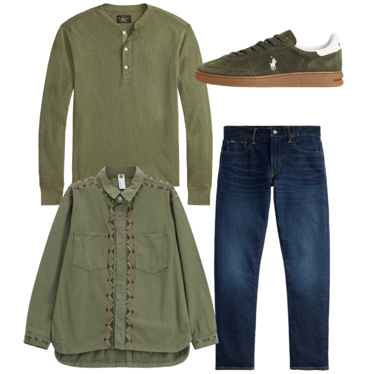 Outfit uomo - Total look. Stile Casual per Tutti i giorni. Abbinamento con camicie, sneakers, t-shirt, jeans.