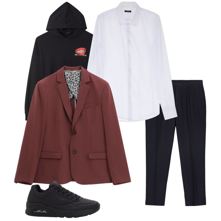 Outfit uomo - Rebel Tailoring. Stile Urban per Tutti i giorni. Abbinamento con sneakers, camicie, giacche, felpe con cappuccio, pantaloni.