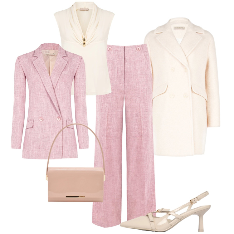 Outfit donna - Cerimonia soft. Stile Chic per Cerimonia. Abbinamento con décolleté, pochette, pantaloni, blazer, bluse, cappotti.