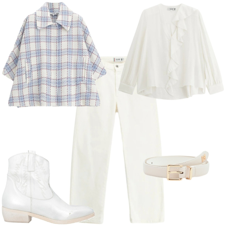 Outfit donna - Trendy ufficio tempo libero. Stile Trendy per Tutti i giorni. Abbinamento con stivaletti texani, cappotti, bluse, pantaloni, cinture.