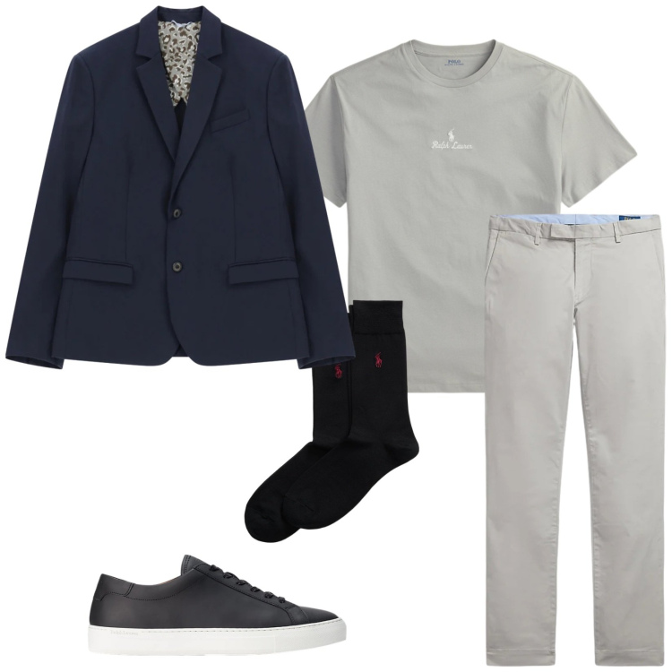 Outfit uomo - Total look #2342756. Stile Urban per Tutti i giorni. Abbinamento con giacche, sneakers, calzini, pantaloni, t-shirt.