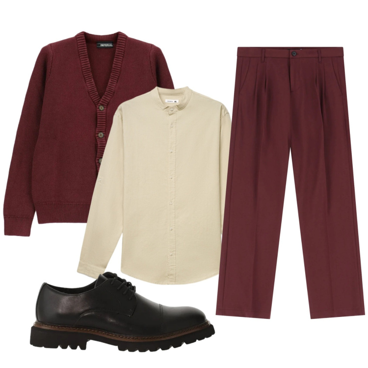 Outfit uomo - Total look #2342811. Stile Business/Elegante per Ufficio. Abbinamento con camicie, scarpe stringate, pantaloni, cardigans.