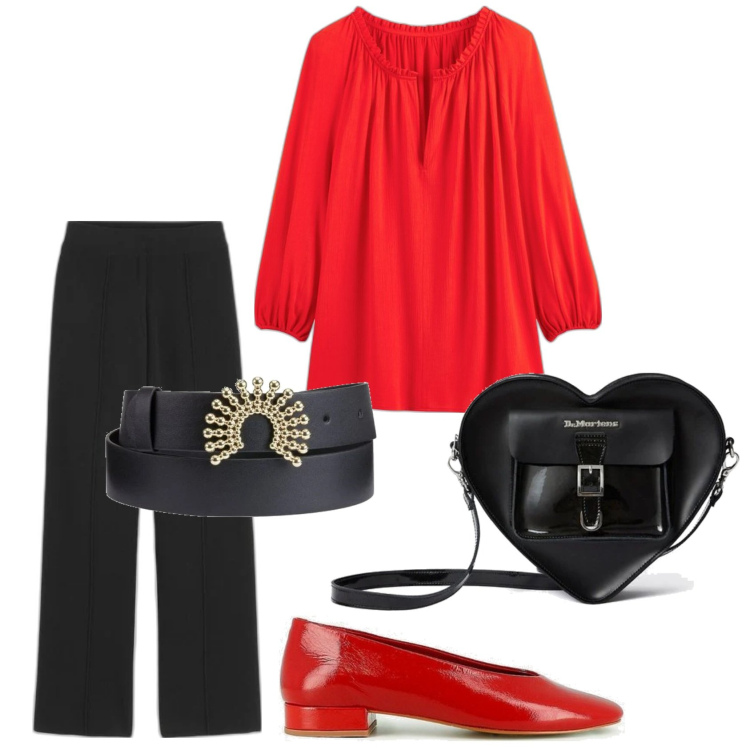 Outfit mujer - Trendy look. Estilo Trendy para Todos los días. Combinación con cinturones, bailarinas, blusas, mochilas, pantalones.