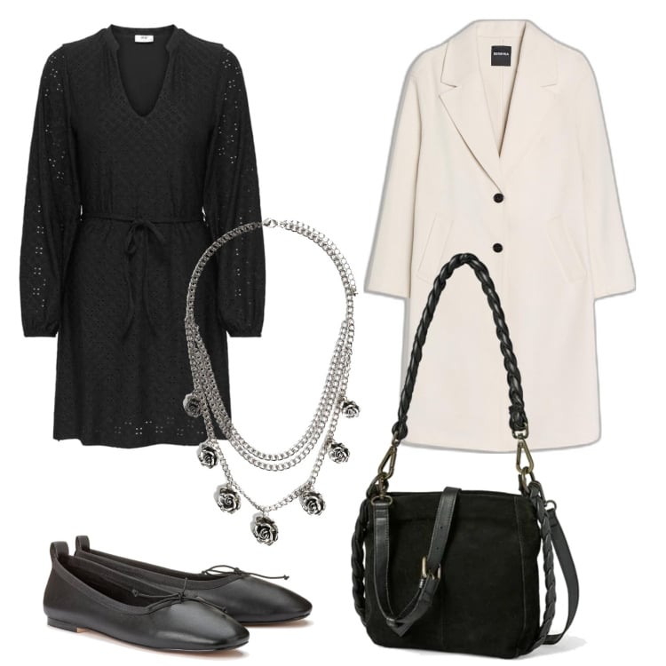 Outfit mujer - Urban look. Estilo Urban para Todos los días. Combinación con abrigos, vestidos cortos, bailarinas, bandoleras, colgantes.