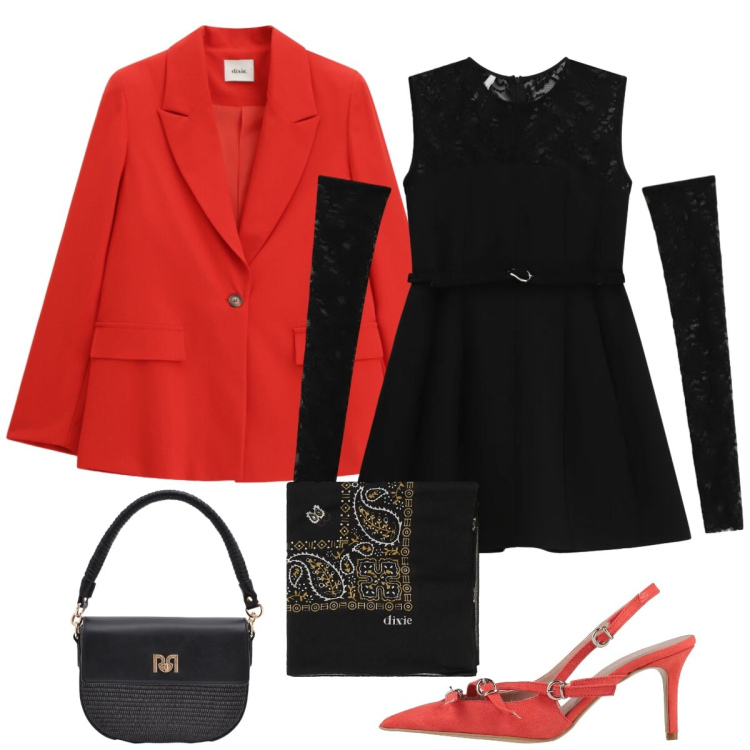 Outfit donna - Total look #2342851. Stile Trendy per Serata fuori. Abbinamento con décolleté, vestiti corti, foulard, blazer, borse a spalla.