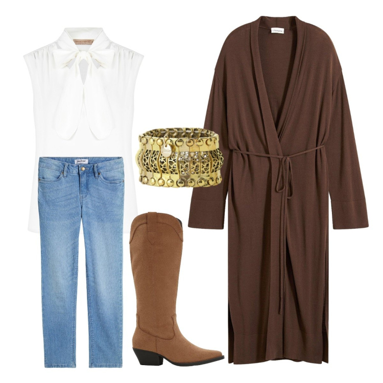 Outfit donna - Con l’anello raffinato. Stile Etnico per Scuola/Università. Abbinamento con cappotti, stivali, jeans, anelli, top.