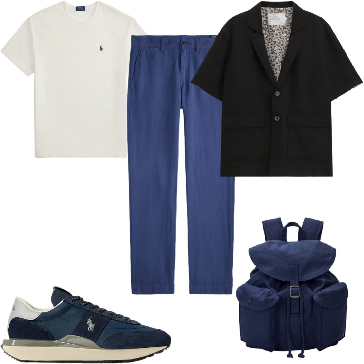 Outfit uomo - Total look #2342874. Stile Trendy per Tutti i giorni. Abbinamento con giacche, borse sportive, sneakers, pantaloni, t-shirt.