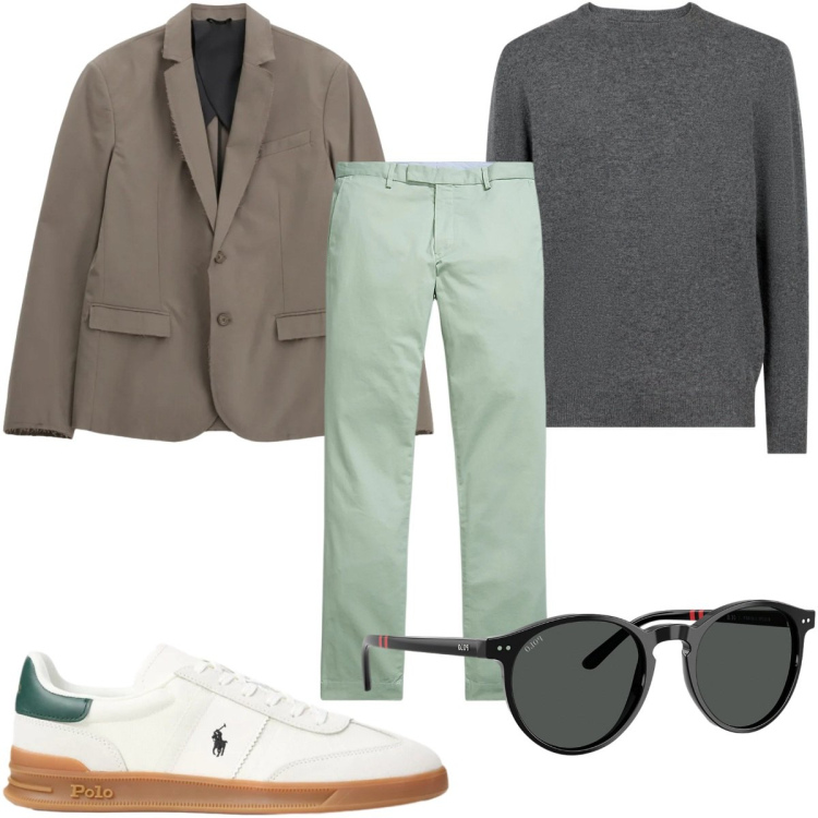 Outfit uomo - Total look #2342880. Stile Casual per Tutti i giorni. Abbinamento con giacche, pantaloni, occhiali da sole, sneakers, maglieria.