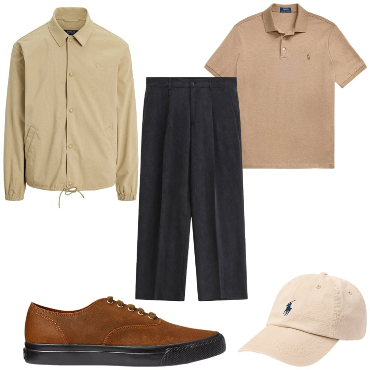 Outfit uomo - Total look #2342884. Stile Casual per Tutti i giorni. Abbinamento con pantaloni, sneakers, cappelli, giacche sportive, polo.