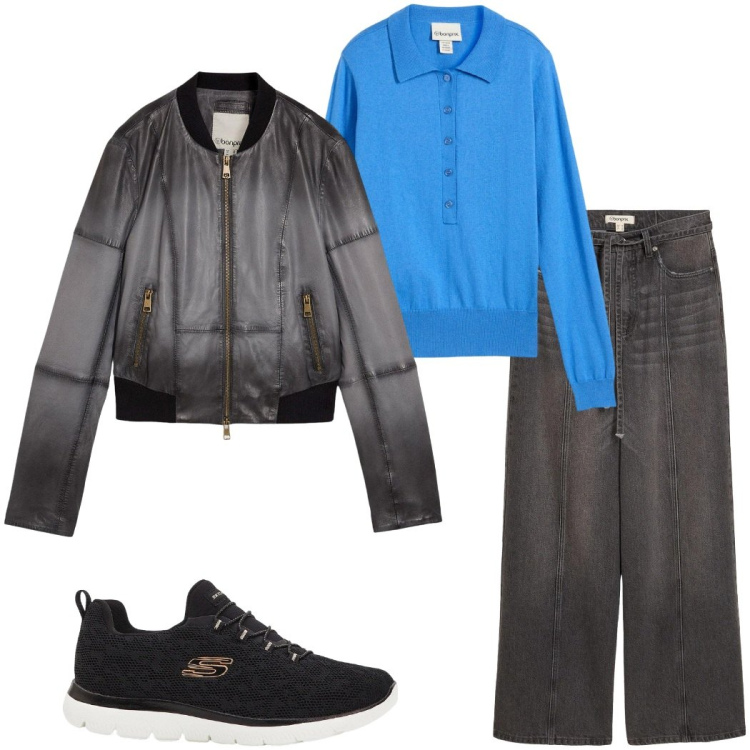 Outfit donna - Bonprix new collection. Stile Urban per Tutti i giorni. Abbinamento con polo, jeans, sneakers, blazer.