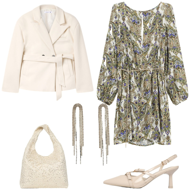 Outfit donna - Total look #2342915. Stile Bon Ton per Cerimonia. Abbinamento con orecchini, blazer, décolleté, borse a spalla, vestiti corti.