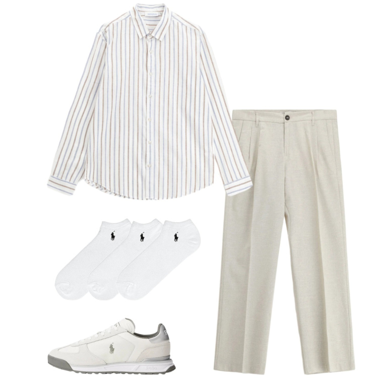 Outfit uomo - Total look #2342921. Stile Trendy per Serata speciale. Abbinamento con pantaloni, camicie, calzini, sneakers.