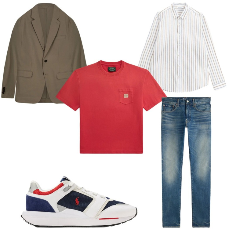 Outfit uomo - Total look #2343055. Stile Trendy per Tutti i giorni. Abbinamento con camicie, jeans, sneakers, t-shirt, giacche.