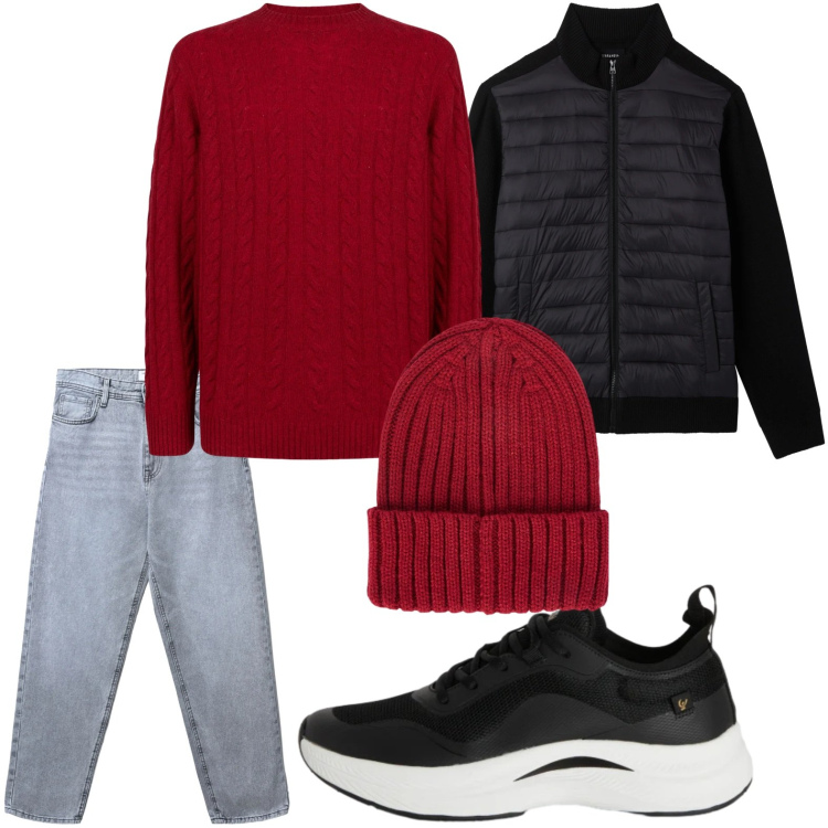 Outfit uomo - Berretto in lana. Stile Trendy per Tutti i giorni. Abbinamento con jeans, piumini, sneakers, maglieria, berretti.