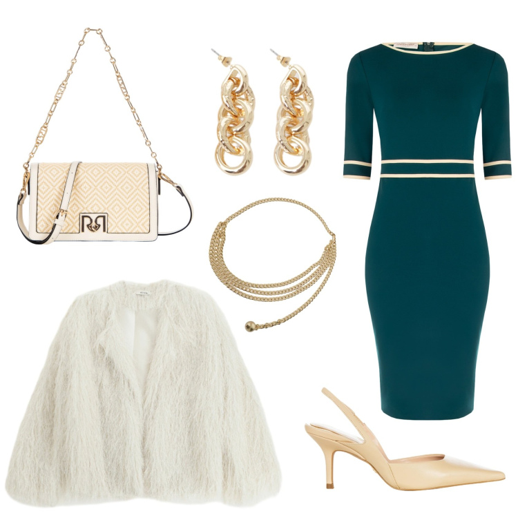 Outfit donna - Sensuale e sofisticato. per Serata fuori. Abbinamento con vestiti a tubino, borse a tracolla, décolleté, orecchini, collane, blazer.