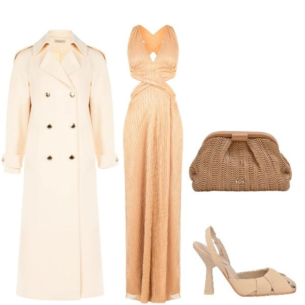 Outfit donna - Eleganza senza compromessi. Stile Glamour per Serata fuori. Abbinamento con décolleté, pochette, vestiti lunghi, cappotti.
