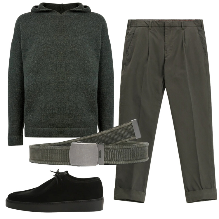 Outfit uomo - Total look #2343093. Stile Casual per Tutti i giorni. Abbinamento con pantaloni chino, scarpe stringate, cinture, maglieria.