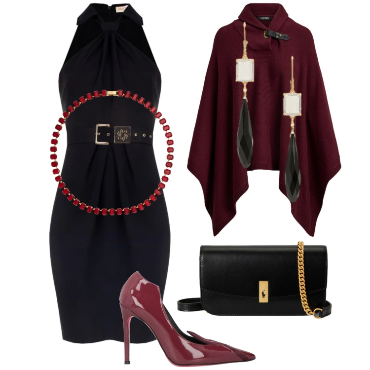 Outfit donna - Molto chic. Stile Chic per Serata fuori. Abbinamento con décolleté, vestiti a tubino, collane, cappotti, clutch, orecchini.