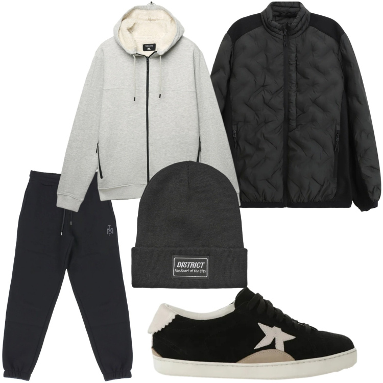 Outfit uomo - La felpa grigio perla. Stile Trendy per Tutti i giorni. Abbinamento con berretti, felpe con cappuccio, giacche, sneakers, pantaloni.