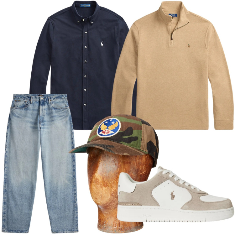 Outfit uomo - Denim lovers. Stile Trendy per Tutti i giorni. Abbinamento con camicie, cappelli, pullovers, sneakers, jeans.