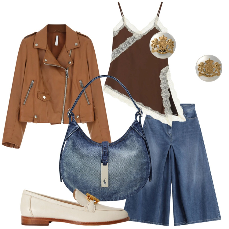 Outfit donna - I mocassini senza tempo. Stile Chic per Tutti i giorni. Abbinamento con jeans, canottiere, giacche, mocassini, orecchini, borse a spalla.