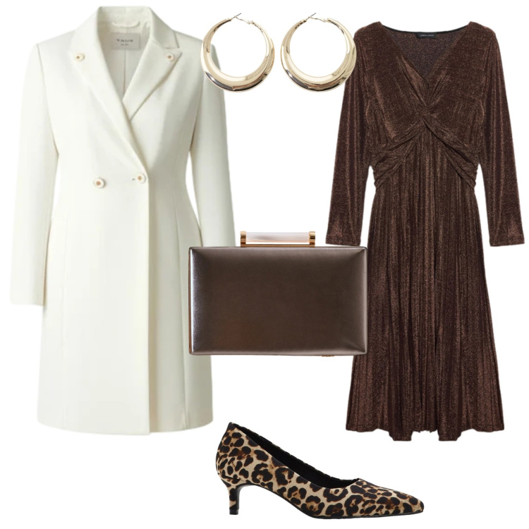 Outfit donna - Glamour evento serata cerimonia. Stile Glamour per Serata fuori. Abbinamento con décolleté, vestiti lunghi, orecchini, cappotti, clutch.