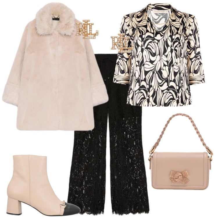 Outfit donna - Chic cerimonia evento serata. Stile Chic per Cerimonia. Abbinamento con stivaletti, pantaloni, cappotti, pochette, bluse, orecchini.