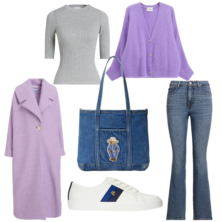 Outfit donna - Spigliata in tonalità soft. Stile Casual chic per Tutti i giorni. Abbinamento con pullovers, cappotti, cardigans, sneakers, jeans bootcut, borse tote.