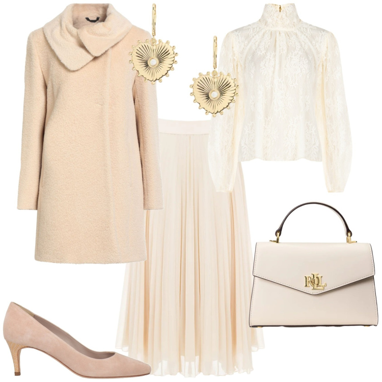 Outfit donna - Bon ton cerimonia evento serata speciale. Stile Bon Ton per Cerimonia. Abbinamento con décolleté, cappotti, gonne longuette, bluse, orecchini, borse a mano.