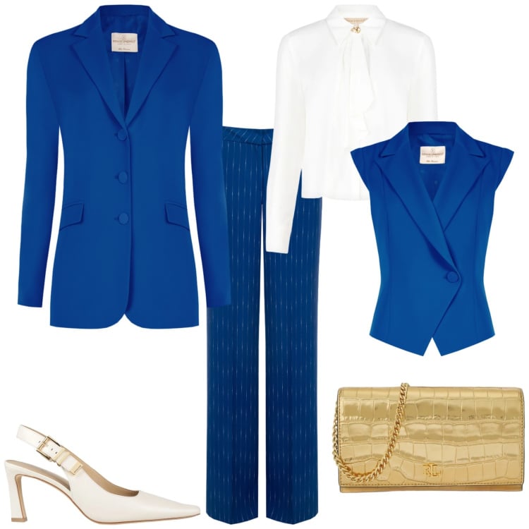 Outfit donna - Chic cerimonia evento serata speciale. Stile Chic per Cerimonia. Abbinamento con décolleté, pantaloni, blazer, camicie, gilet, borse a tracolla.