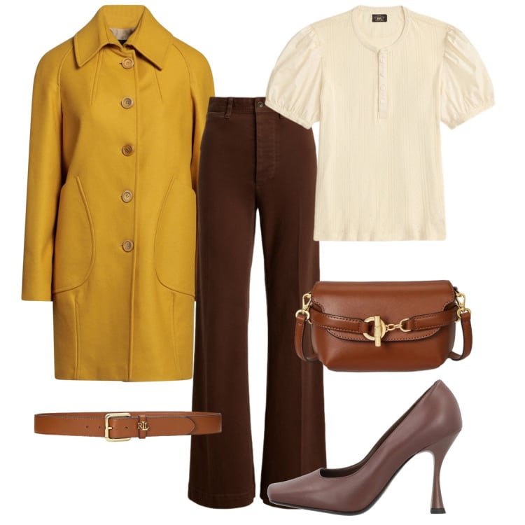 Outfit donna - Le maniche a sbuffo. Stile Bon Ton per Tutti i giorni. Abbinamento con cappotti, décolleté, cinture, borse a tracolla, pantaloni, bluse.