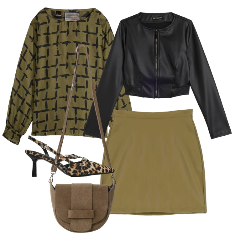 Outfit donna - Classe. Stile Chic per Tutti i giorni. Abbinamento con bluse, décolleté, minigonne, borse a tracolla, giacche.