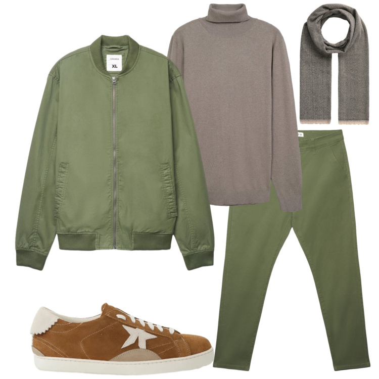 Outfit uomo - Essenziale ma curato. Stile Urban per Tutti i giorni. Abbinamento con sneakers, sciarpe, maglieria, bomber, pantaloni chino.