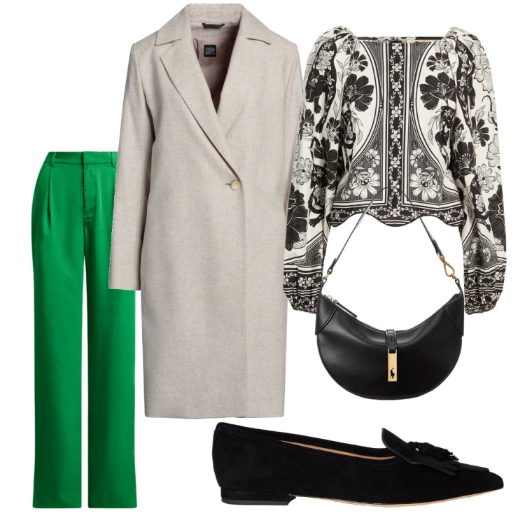 Outfit donna - Maglietta. Stile Bon Ton per Tutti i giorni. Abbinamento con top, cappotti, pantaloni, borse a spalla, ballerine.