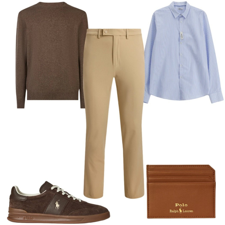 Outfit uomo - Total look #2343299. Stile Casual per Tutti i giorni. Abbinamento con camicie, portafogli, sneakers, pantaloni, maglieria.