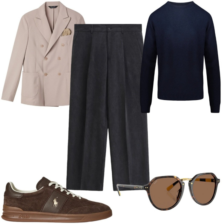 Outfit uomo - Total look #2343300. Stile Casual per Tutti i giorni. Abbinamento con pantaloni, giacche, occhiali da sole, sneakers, maglieria.