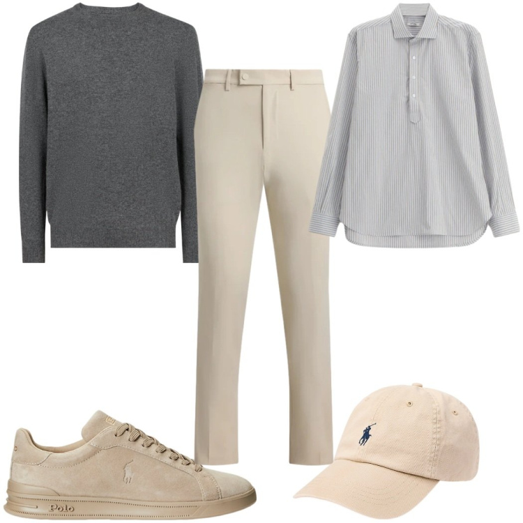 Outfit uomo - Total look #2343303. Stile Casual per Tutti i giorni. Abbinamento con camicie, sneakers, cappelli, pantaloni, maglieria.