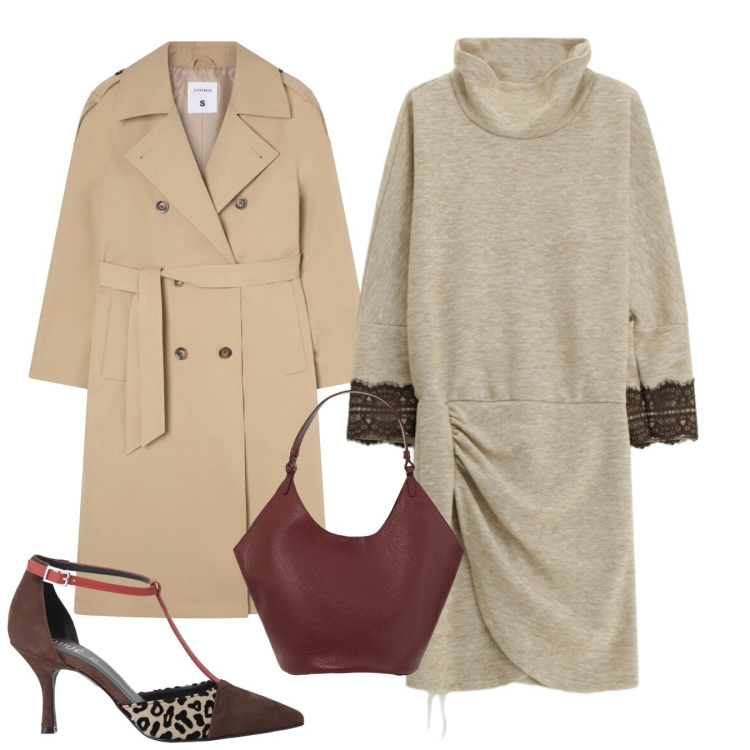 Outfit donna - Total trench. Stile Chic per Tutti i giorni. Abbinamento con trench, vestiti corti, décolleté, borse a spalla.