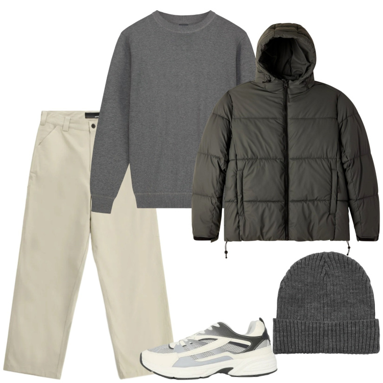 Outfit uomo - Total look #2343386. Stile Casual per Tutti i giorni. Abbinamento con pantaloni, berretti, bomber, sneakers, maglieria.