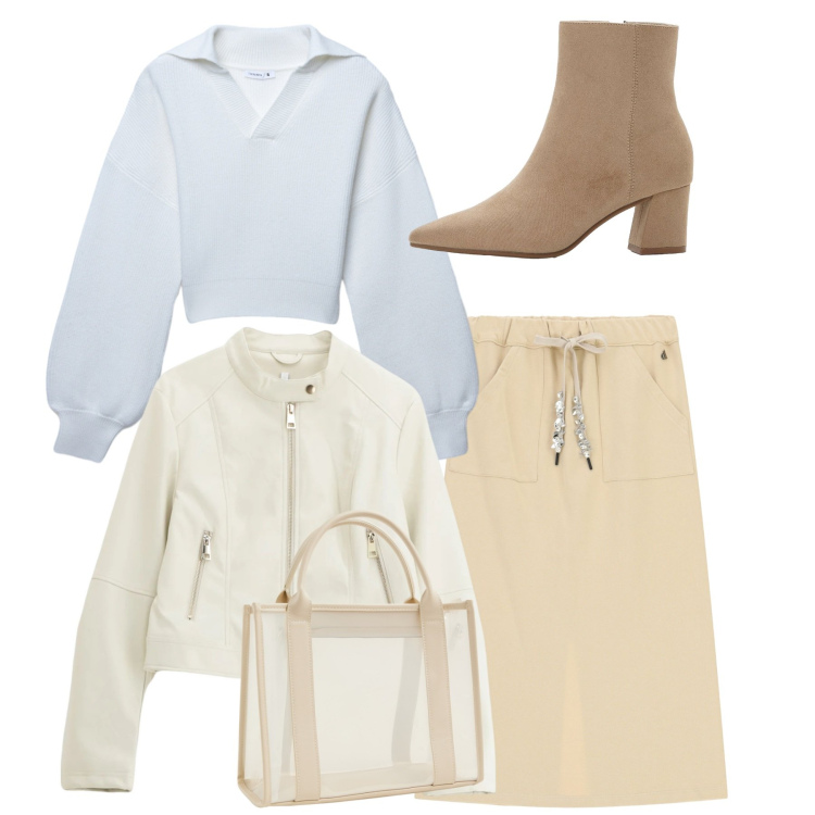 Outfit donna - Snow and sand. Stile Bon Ton per Tutti i giorni. Abbinamento con stivaletti, borse tote, maglieria, giacche, gonne lunghe.