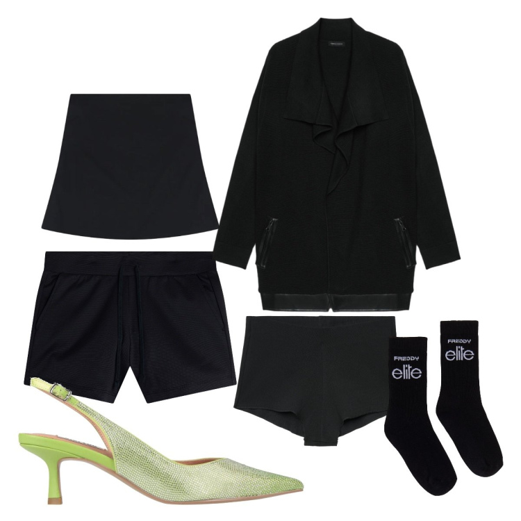 Outfit donna - Un cardigan a febbraio - @susystyle. Stile Minimal per Serata fuori. Abbinamento con décolleté, cardigans, culotte, shorts, calzini, top.