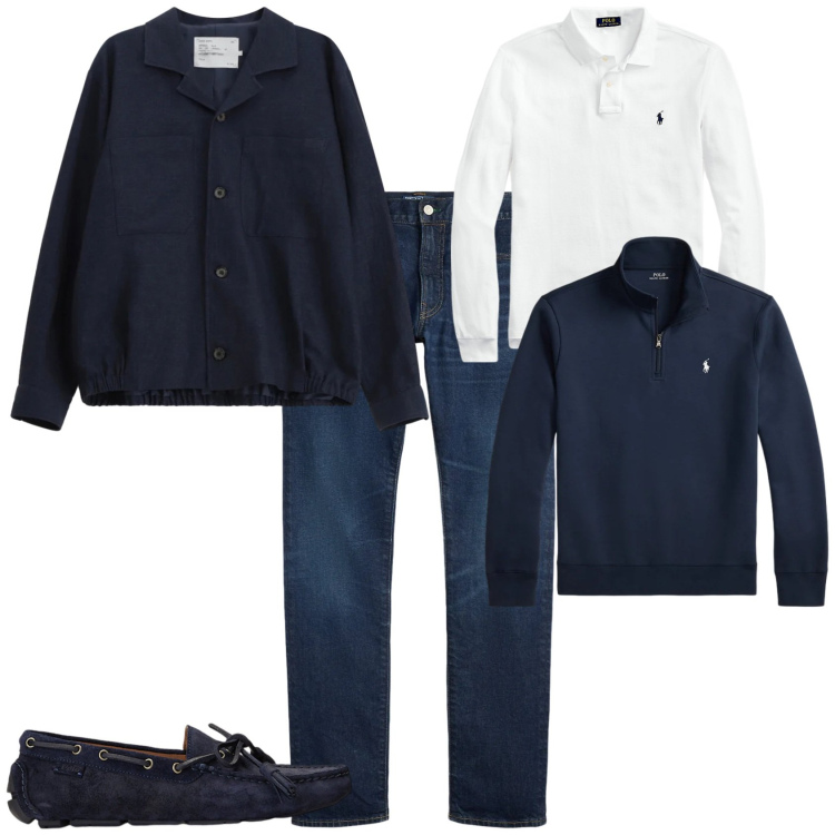 Outfit uomo - Trendy ogni giorno. Stile Trendy per Tutti i giorni. Abbinamento con cappotti, scarpe stringate, polo, pullovers, jeans.