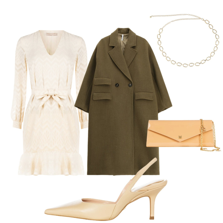 Outfit donna - Semplice. Stile Chic per Cerimonia. Abbinamento con cappotti, collane, vestiti corti, décolleté, pochette.
