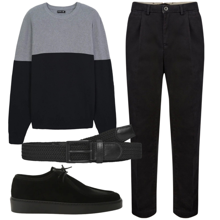 Outfit uomo - Total look #2343515. Stile Casual per Ufficio. Abbinamento con scarpe stringate, cinture, maglieria, pantaloni.