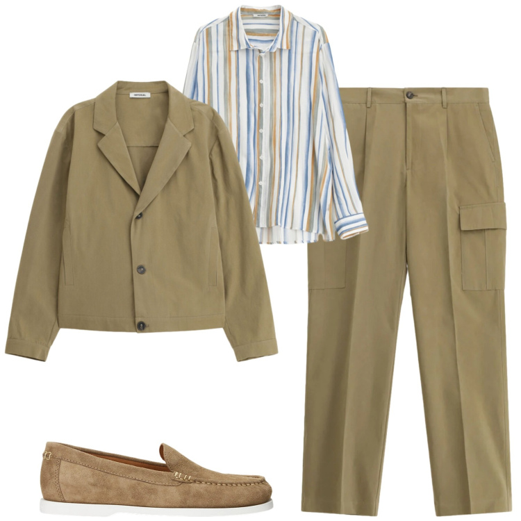 Outfit uomo - Imperial. Stile Trendy per Tutti i giorni. Abbinamento con camicie, pantaloni cargo, giacche, scarpe stringate.